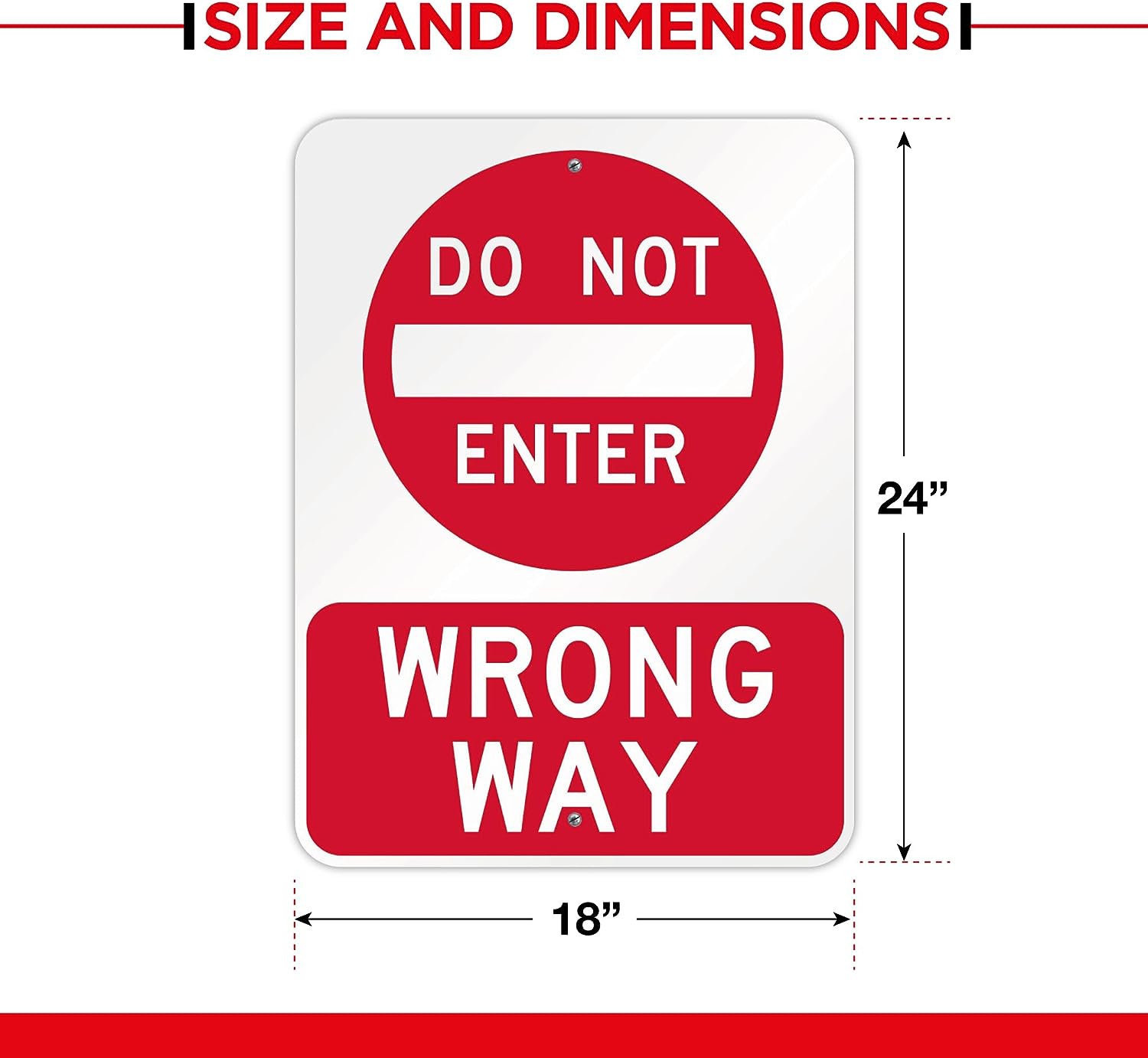 Do Not Enter Wrong Way Sign - 24x18 - 60 Mil - Aluminum