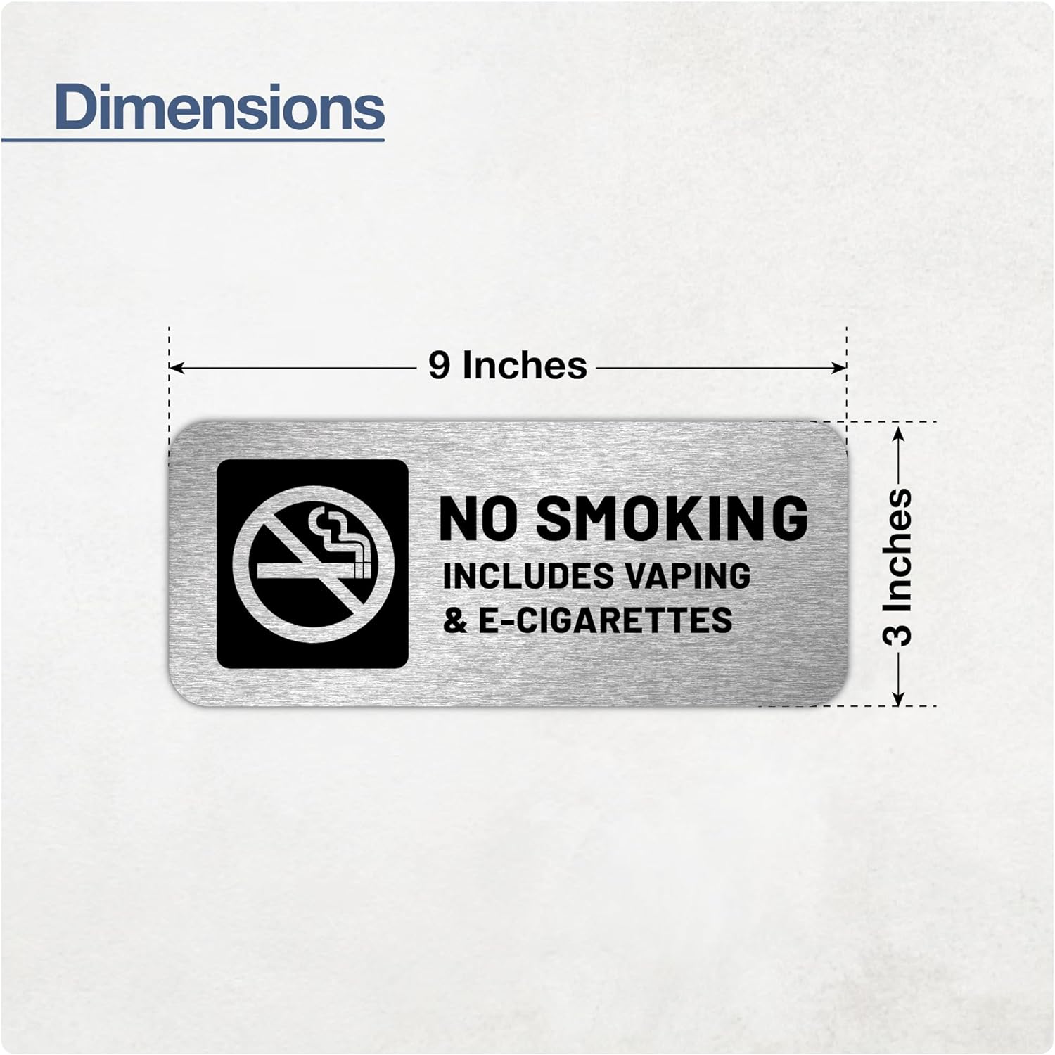 No Smoking or No Vaping Sign Aluminum - 9x3 - 40 Mil - Aluminum