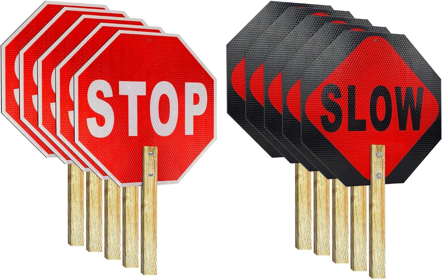 12x12 Handheld Stop Slow Sign - 40 MIL - Aluminum