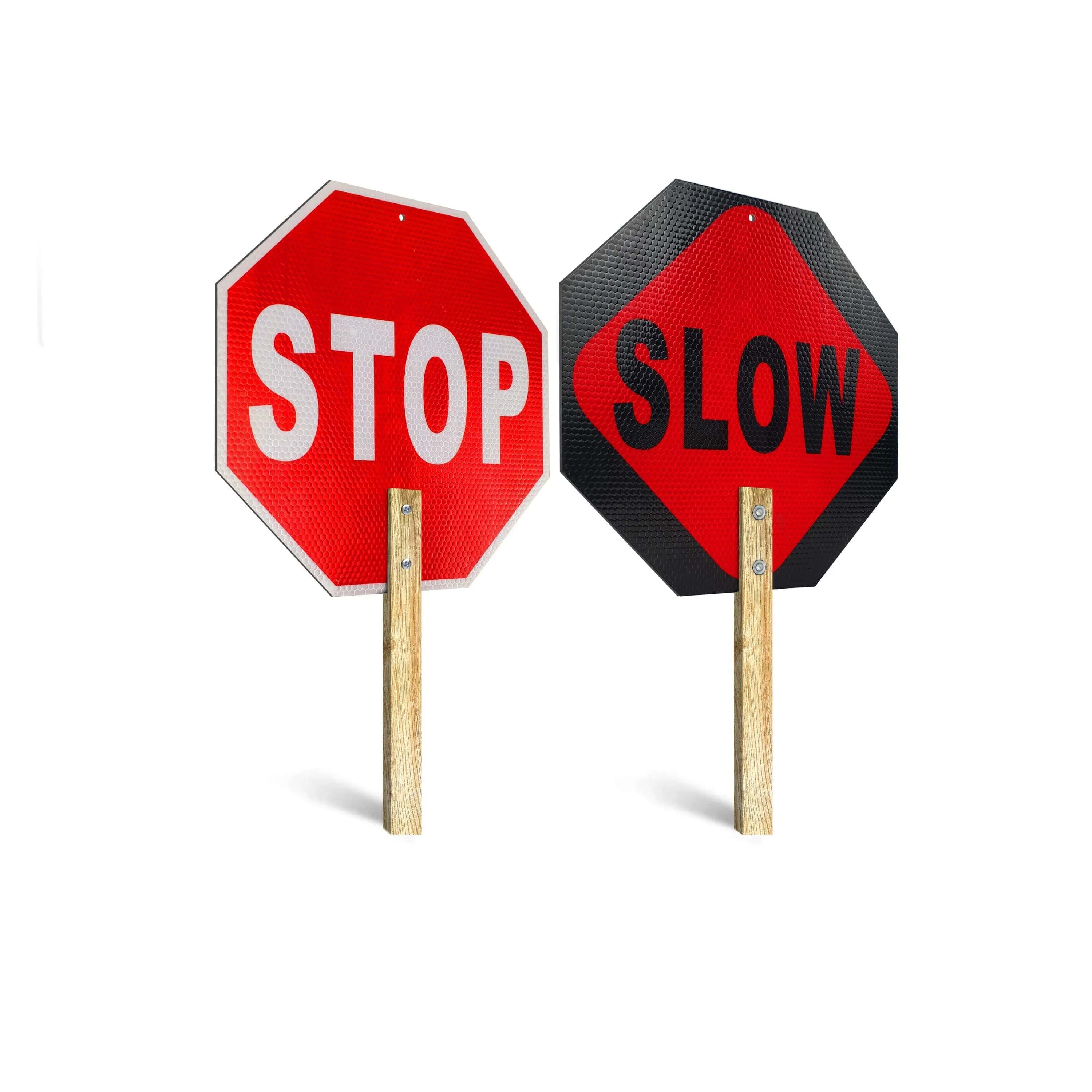 12x12 Handheld Stop Slow Sign - 40 MIL - Aluminum