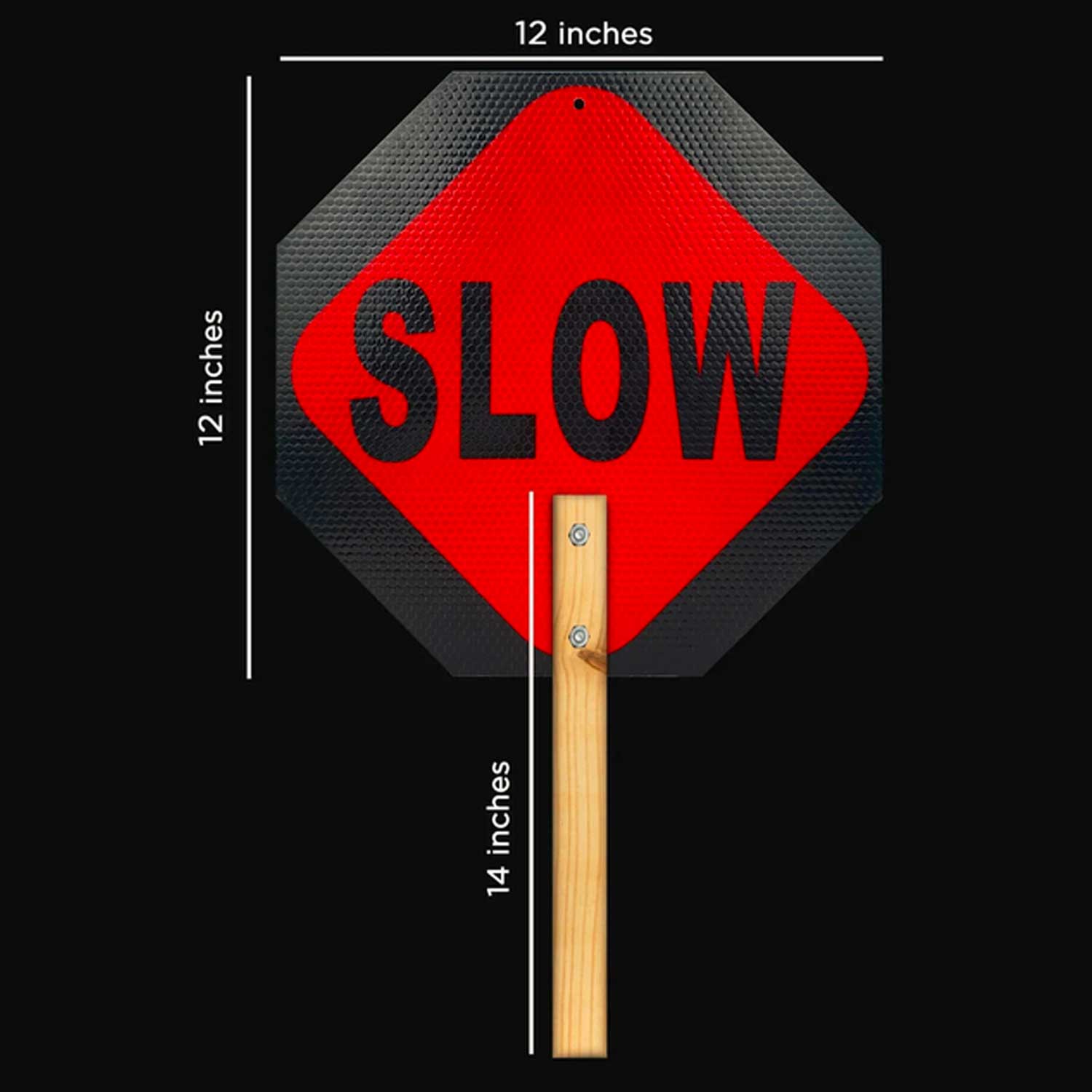 12x12 Handheld Stop Slow Sign - 40 MIL - Aluminum