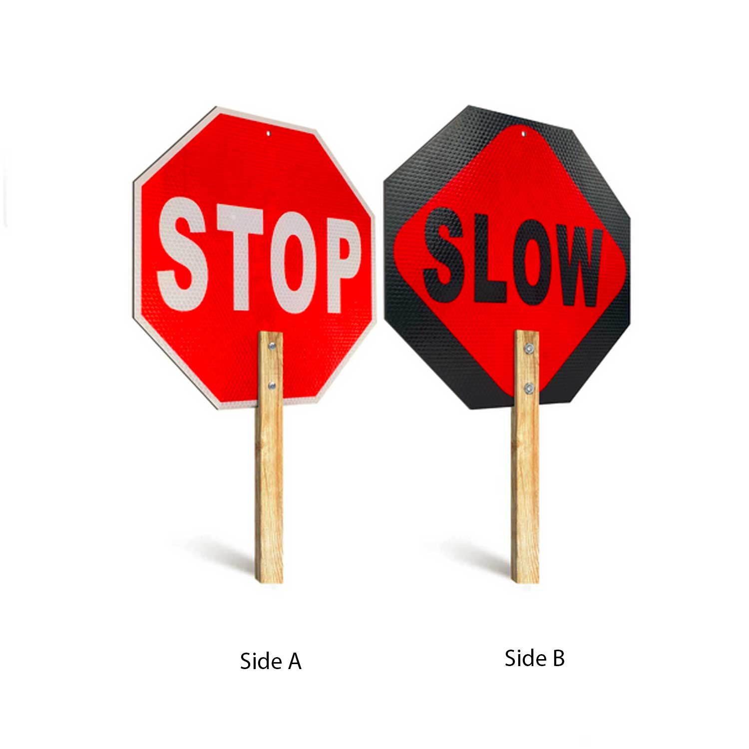 12x12 Handheld Stop Slow Sign - 40 MIL - Aluminum