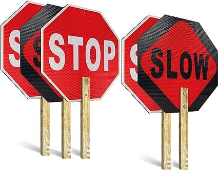 12x12 Handheld Stop Slow Sign - 40 MIL - Aluminum