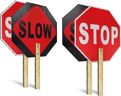 12x12 Handheld Stop Slow Sign - 40 MIL - Aluminum