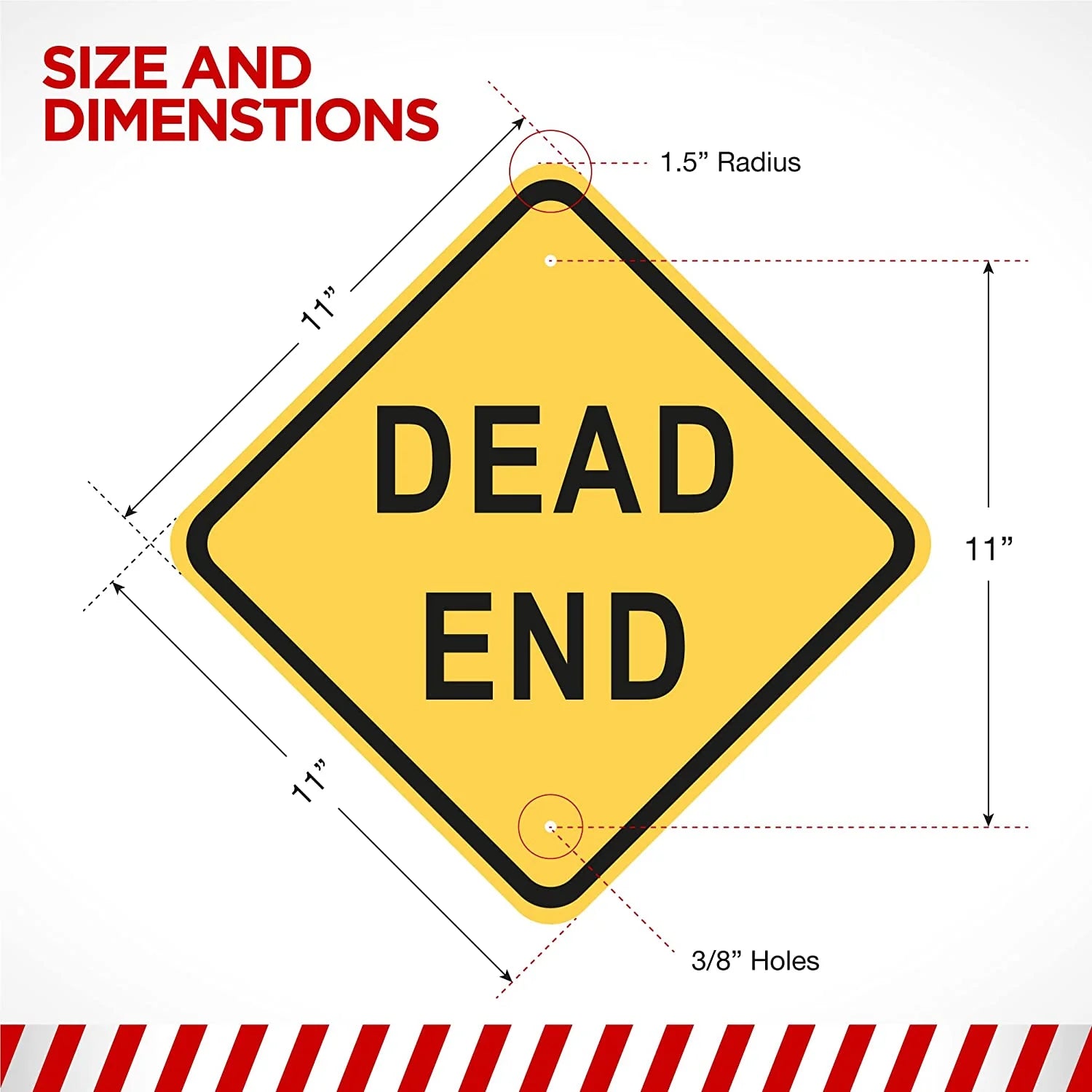 Dead End Road Sign 12” X 12” Aluminum