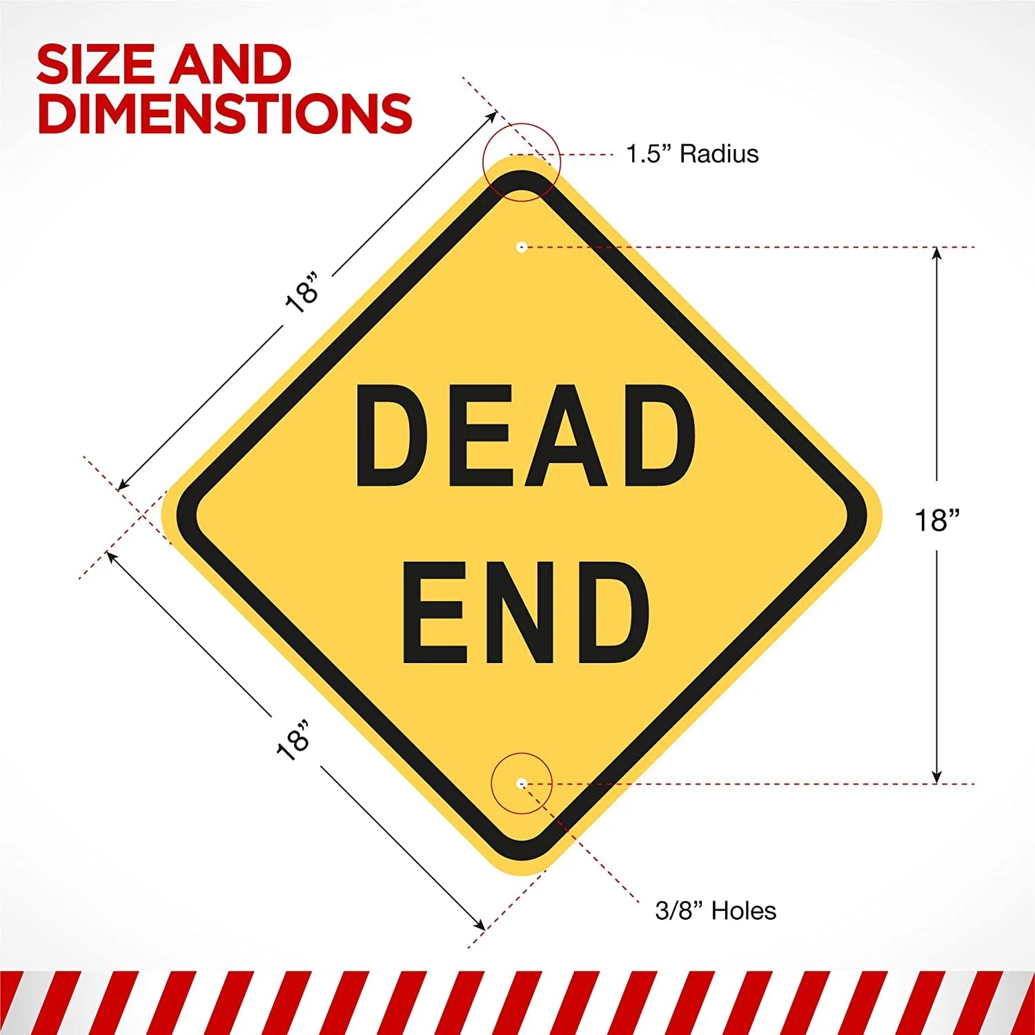 Dead End Road Sign 18” X 18” Aluminum