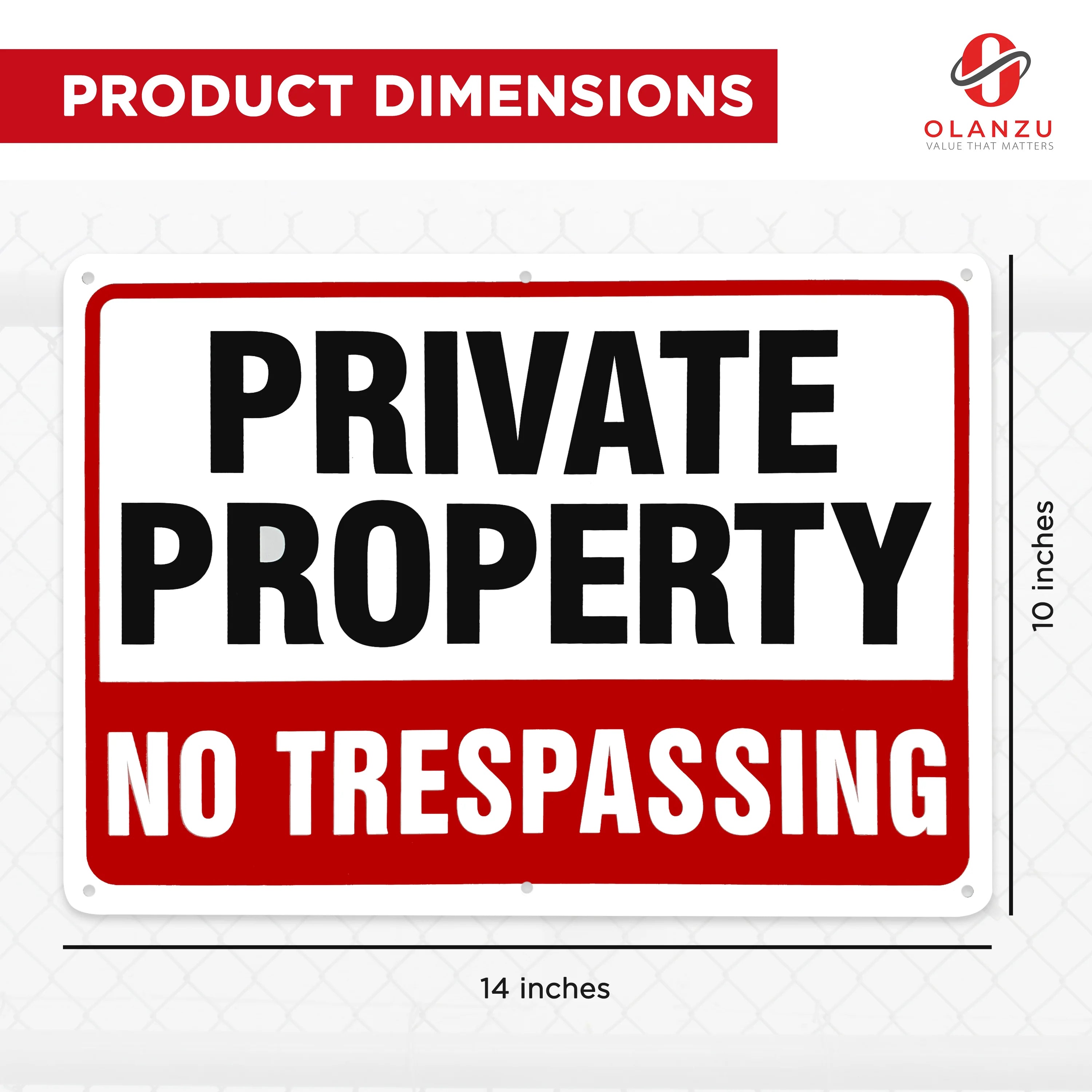 No Trespassing Signs for Private Property 10x7 Aluminum