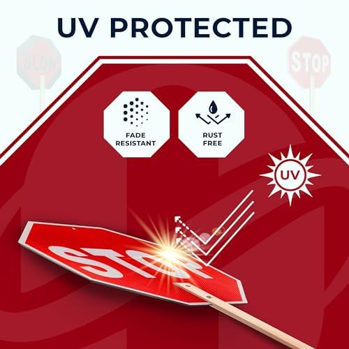 12x12 Handheld Stop Slow Sign - 40 MIL - Aluminum