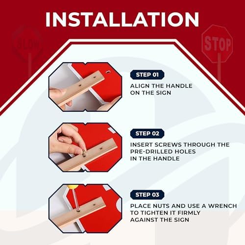 12x12 Handheld Stop Slow Sign - 40 MIL - Aluminum