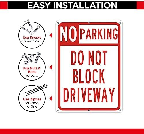 Confezione da 2 cartelli con scritta No Parking, Do Not Block Driveway, per uso interno o esterno Confezione da 2 cartelli con scritta No Parking, Do Not Block Driveway, per uso interno o esterno