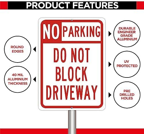 No Parking Do Not Block Driveway Sign - 10x14 - Aluminum