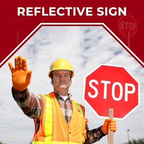 12x12 Handheld Stop Slow Sign - 40 MIL - Aluminum