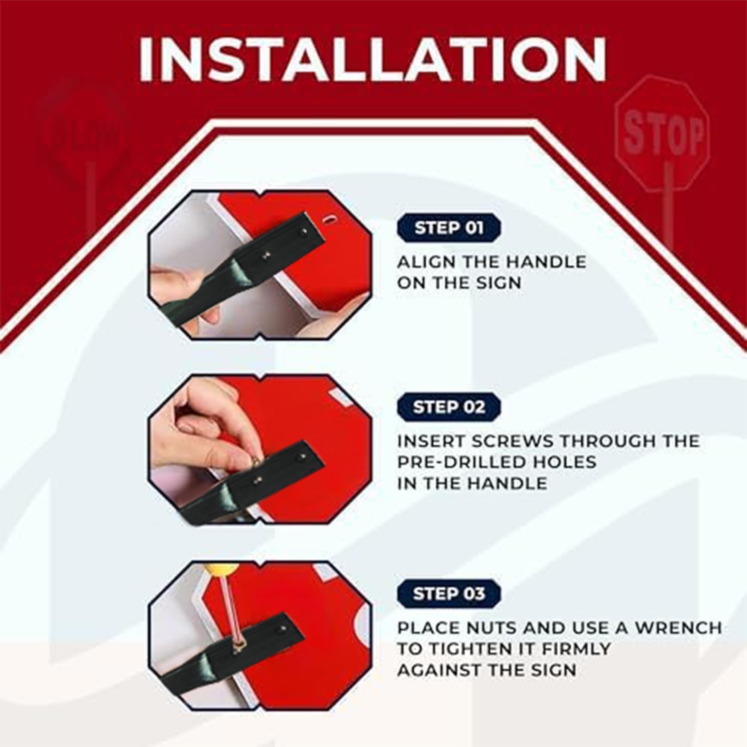 Lightweight Stop/Slow Paddle Sign - 18x18 - Aluminum Composite
