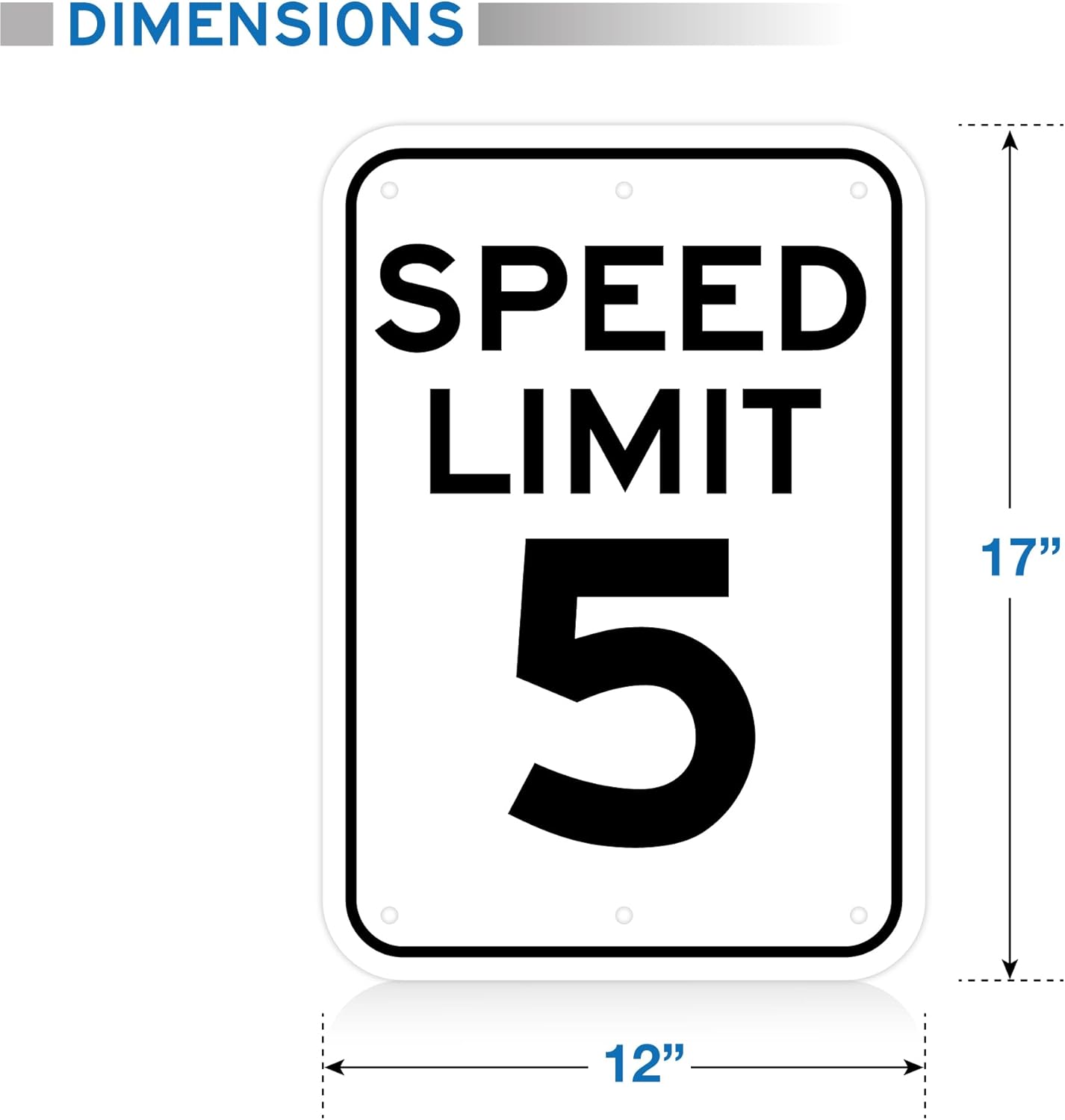 Speed Limit 5 MPH Sign - 12x18 - Aluminum
