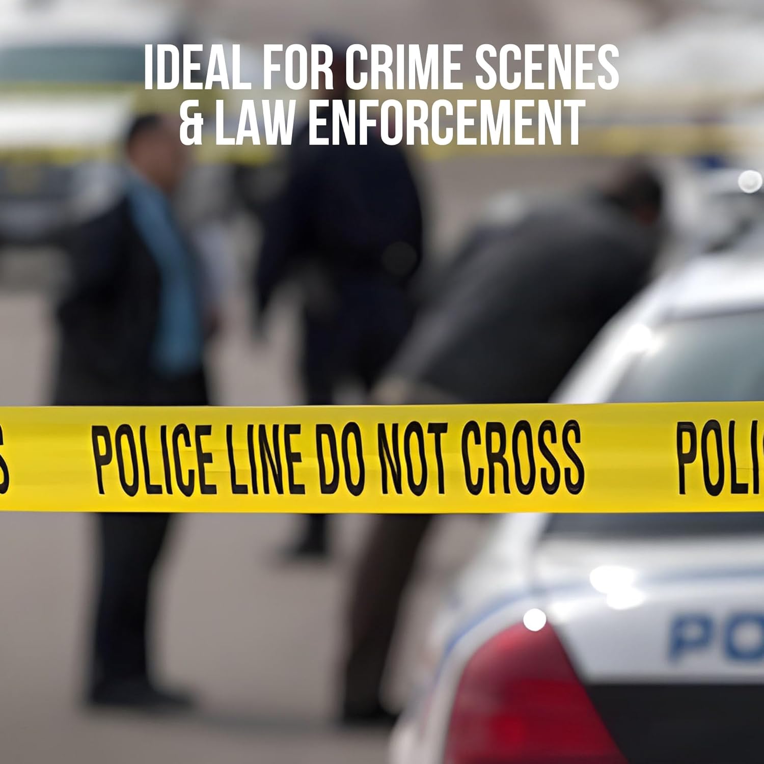 Yellow police line do not cross tape with black text on a white background