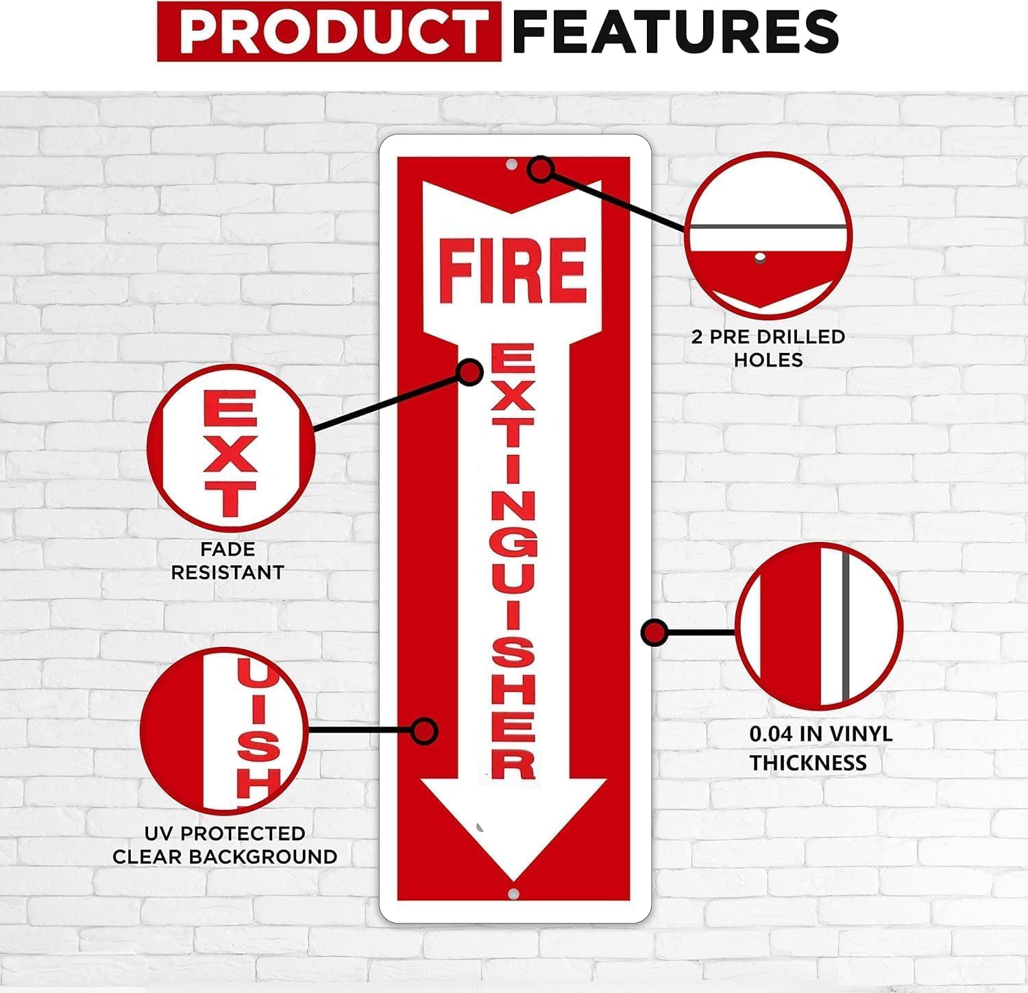 Fire Extinguisher Sign - 12x4 - 40 MIL - Vinyl