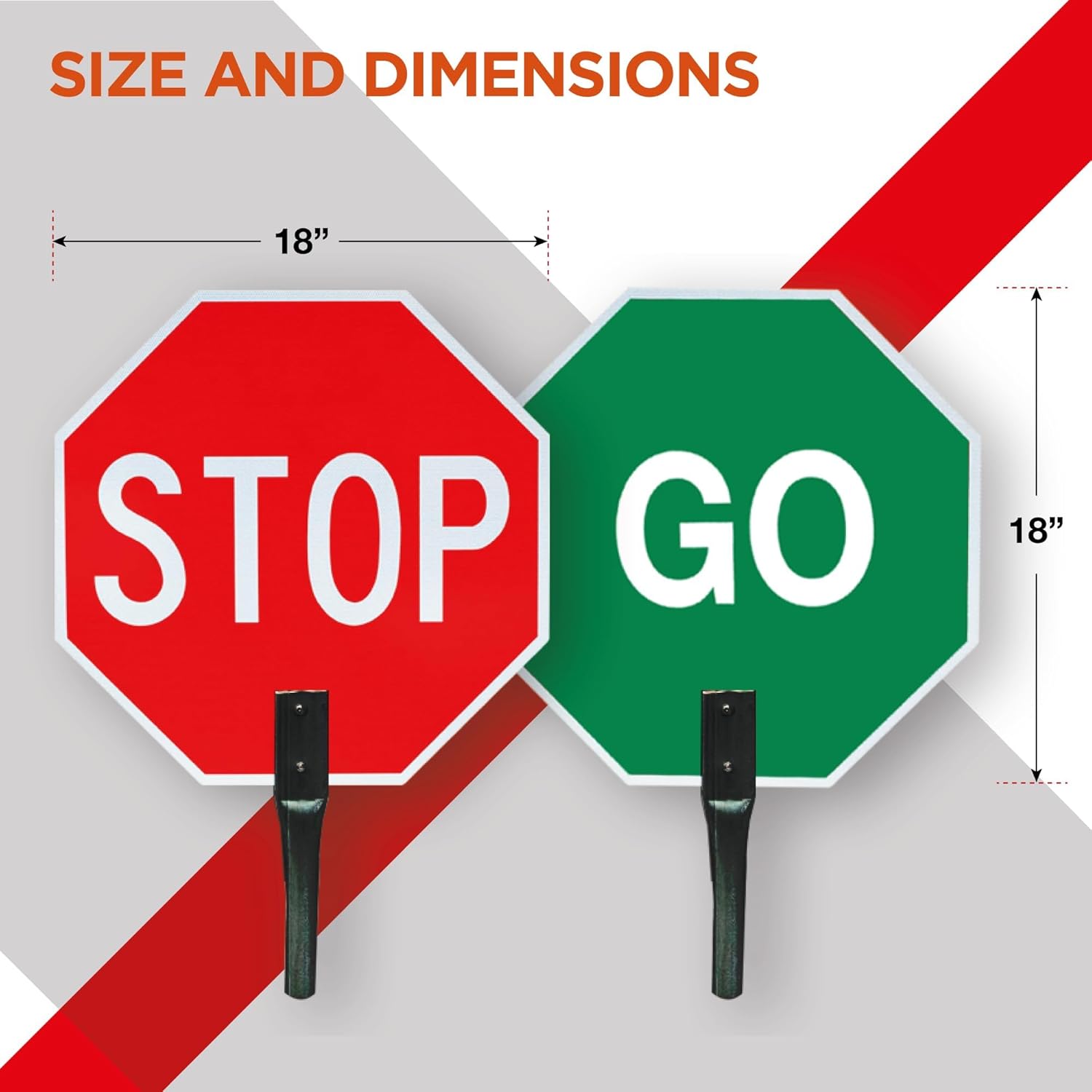 Stop / Go Paddle - Handheld - 18x18 - Aluminum