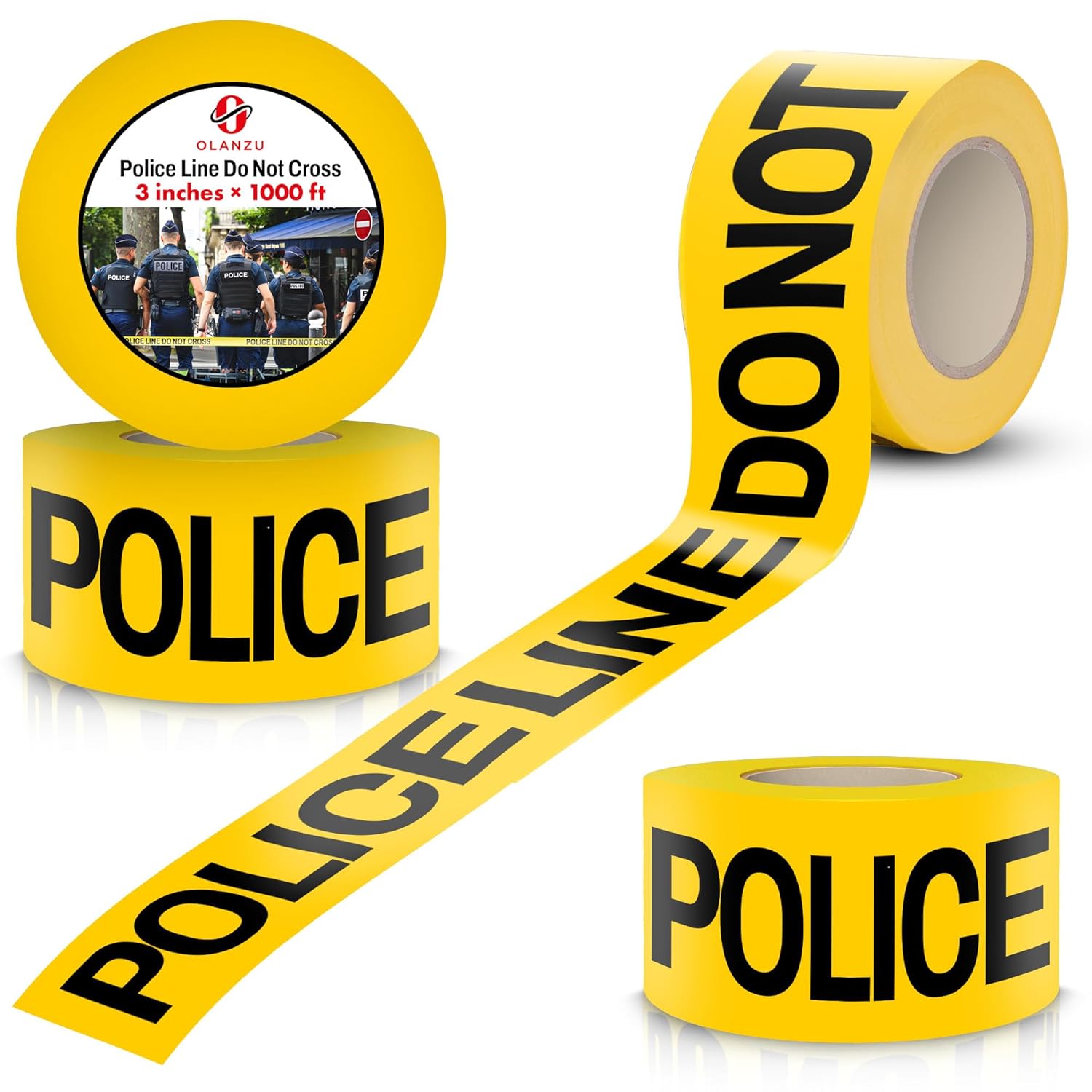 Yellow police line do not cross tape with black text on a white background