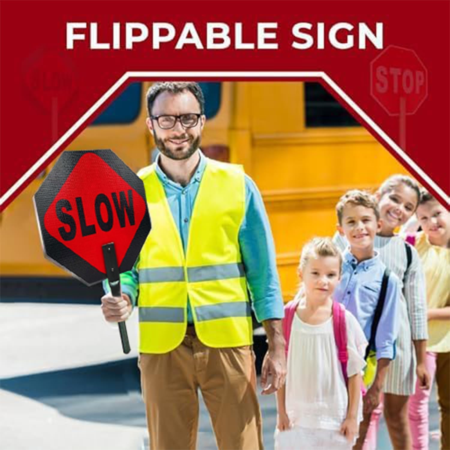 Lightweight Stop/Slow Paddle Sign - 18x18 - Aluminum Composite