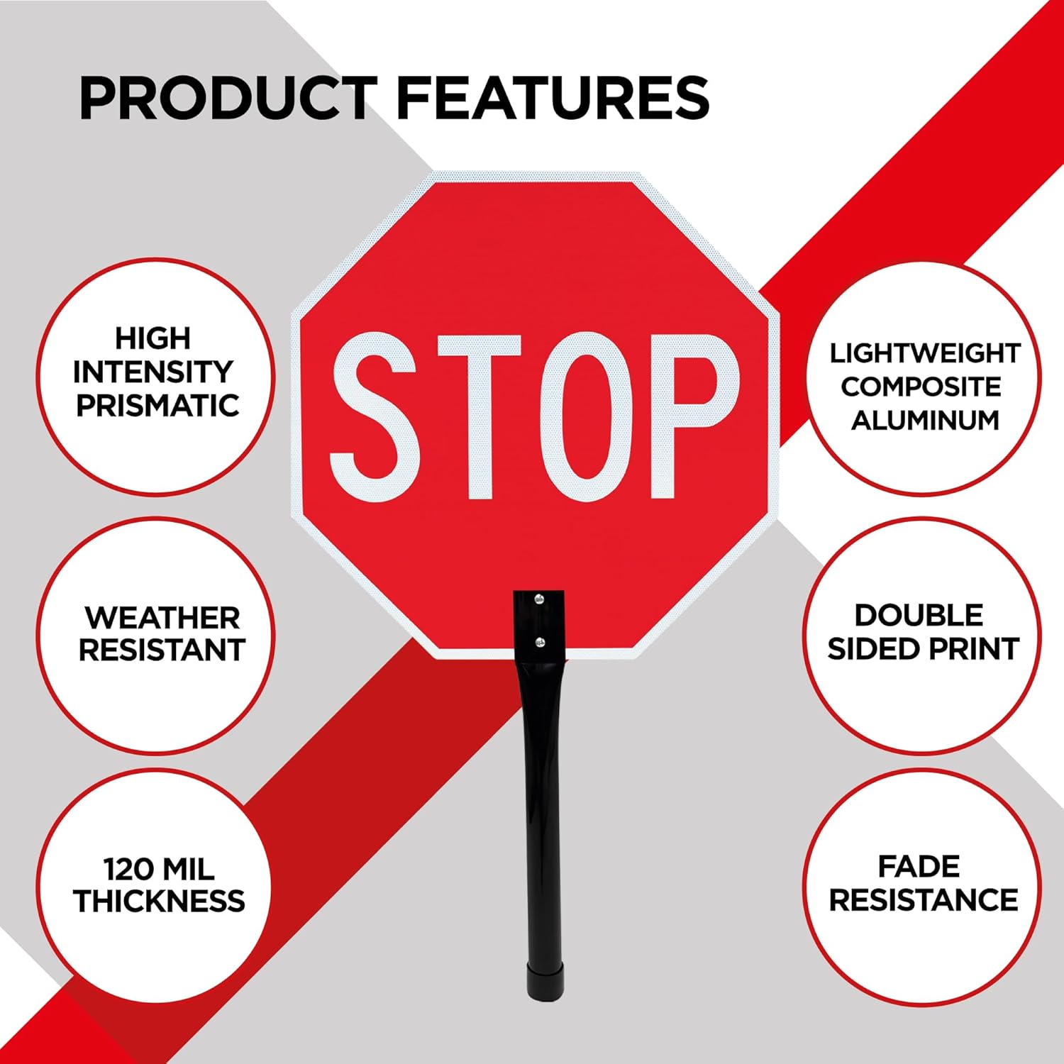 Lightweight Stop/Stop Paddle Sign - 18x18 - Aluminum Composite