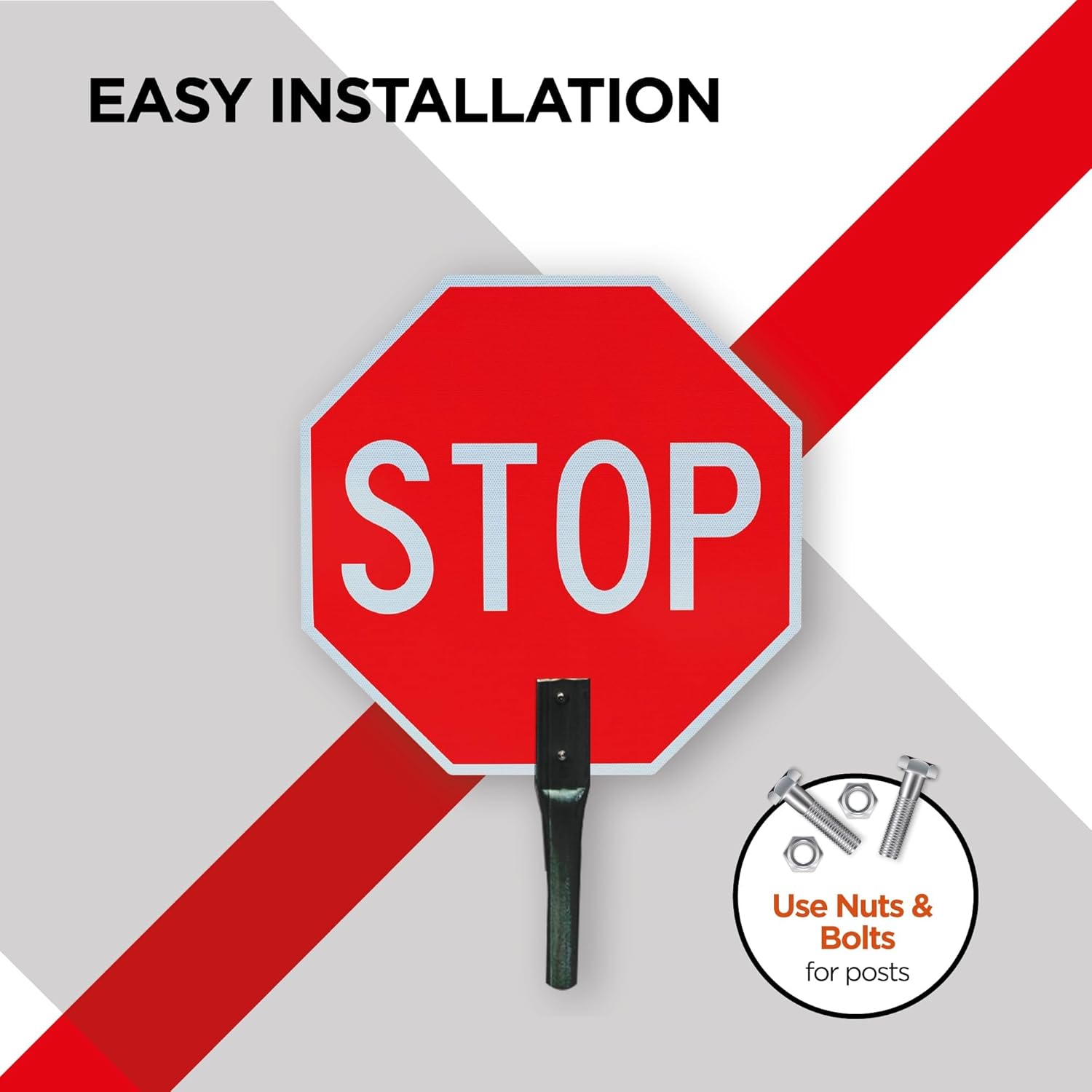 Double Sided Stop/Stop Paddle Sign - 18x18 - Aluminum