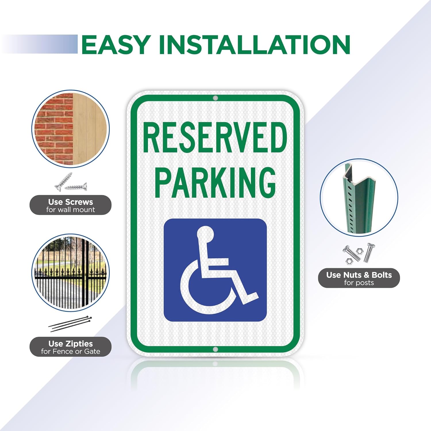 Handicap Parking Sign 12x18 - 60 MIL - Aluminum
