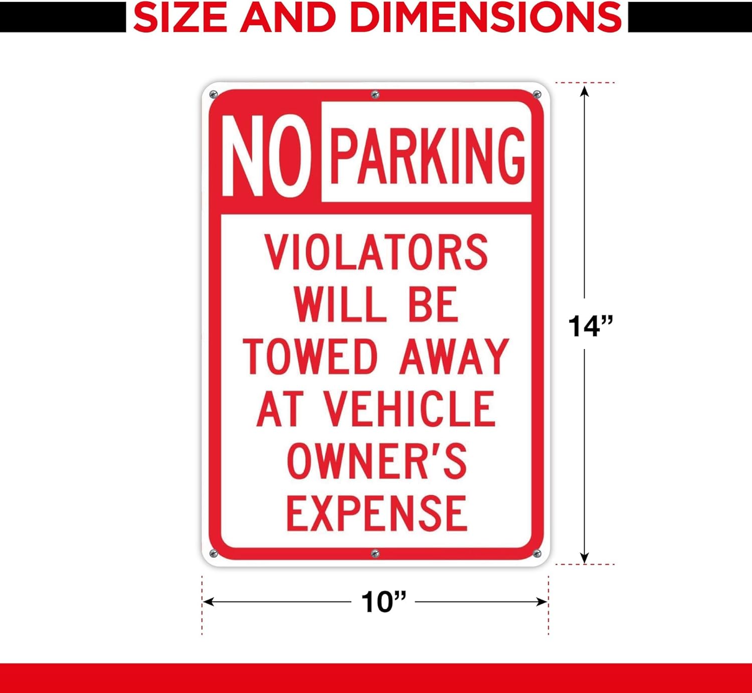No Parking Violators Will Be Towed Away Sign - 10x14 - Aluminum