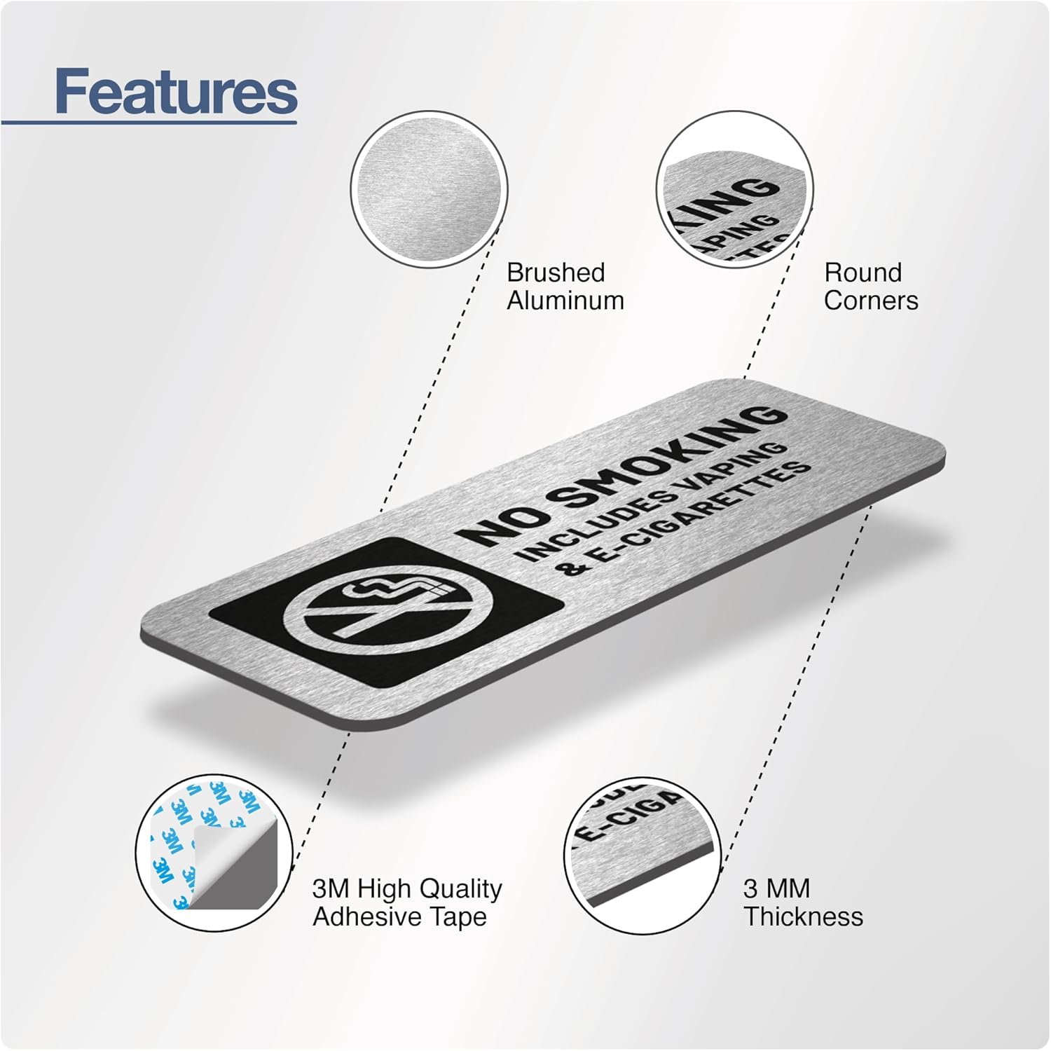 No Smoking Sign - 9x3 - Aluminum