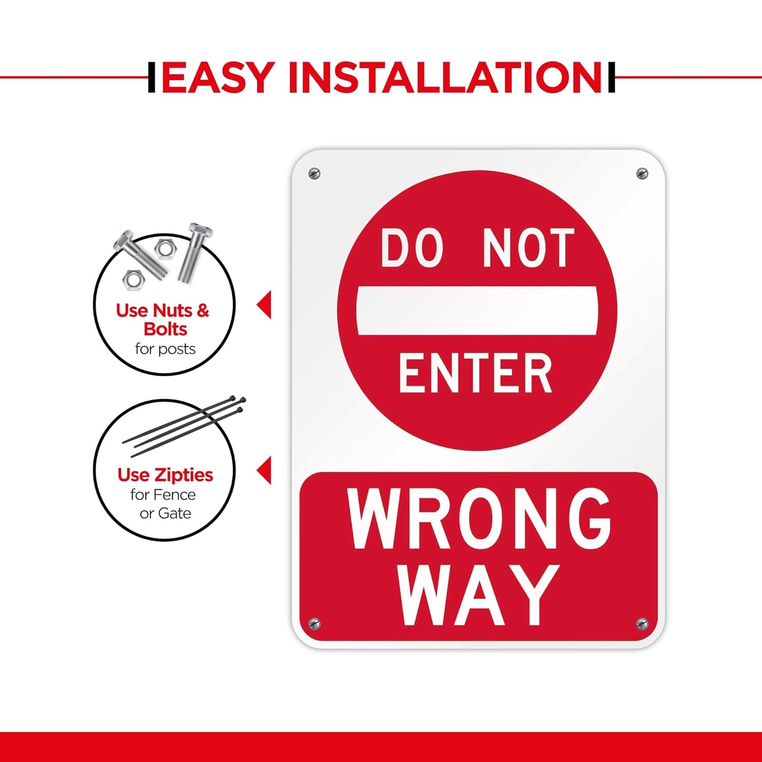 Do Not Enter Wrong Way Sign - 24x18 - Aluminum