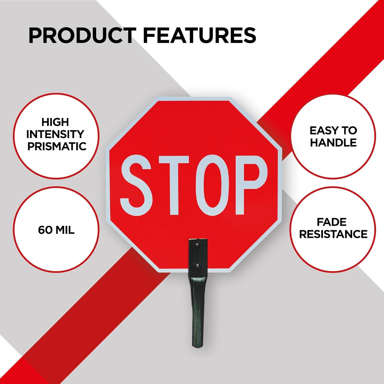 Double Sided Stop/Stop Paddle Sign - 18x18 - Aluminum