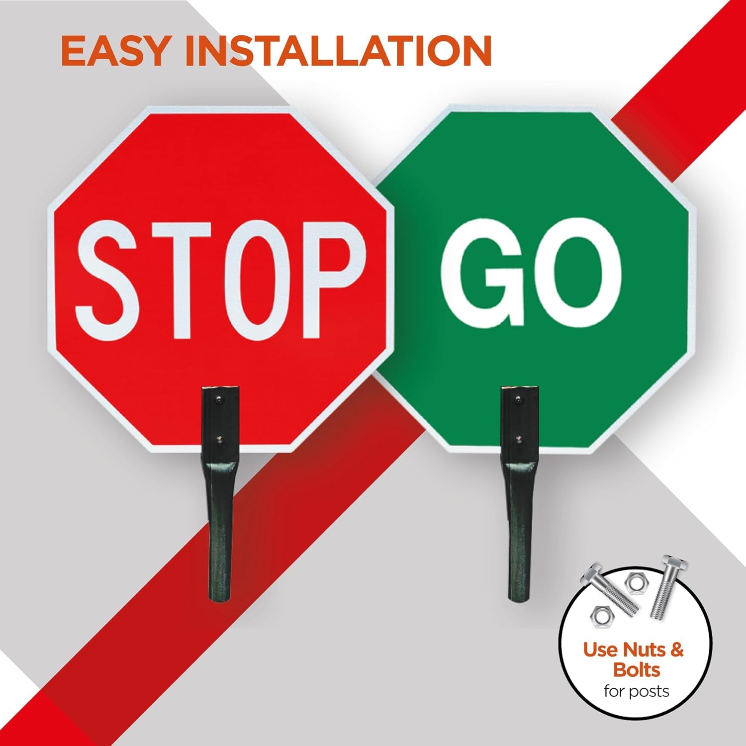 Stop / Go Paddle - Handheld - 18x18 - Aluminum