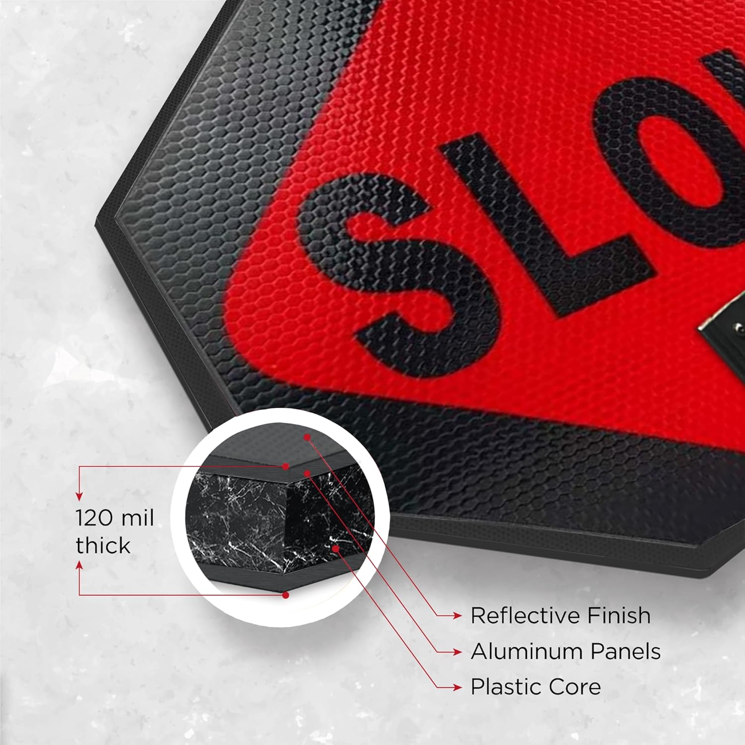 Lightweight Stop/Slow Paddle Sign - 18x18 - Aluminum Composite