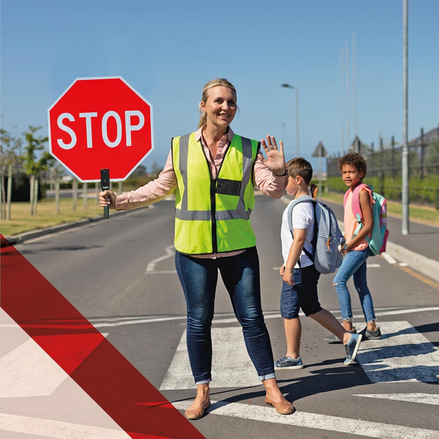 Double Sided Stop/Stop Paddle Sign - 18x18 - Aluminum